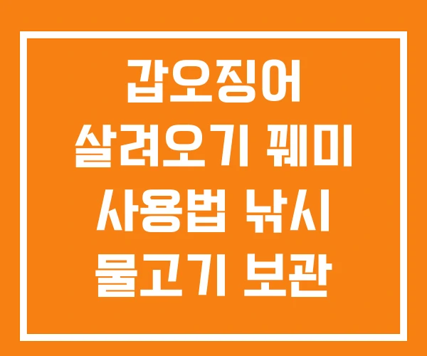 갑오징어 살려오기 꿰미 사용법 낚시 물고기 보관