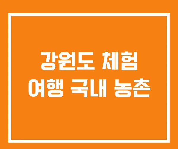 강원도 체험 여행 국내 농촌 강원도 체험 여행 국내 농촌