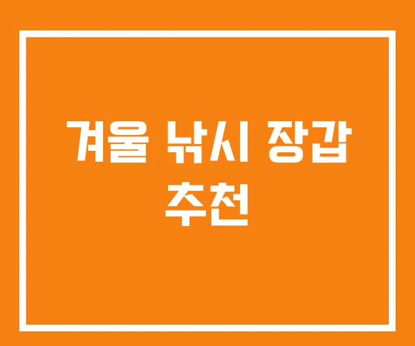 겨울 낚시 장갑 추천