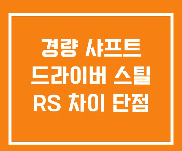 경량 샤프트 드라이버 스틸 RS 차이 단점 경량 샤프트 드라이버 스틸 RS 차이 단점