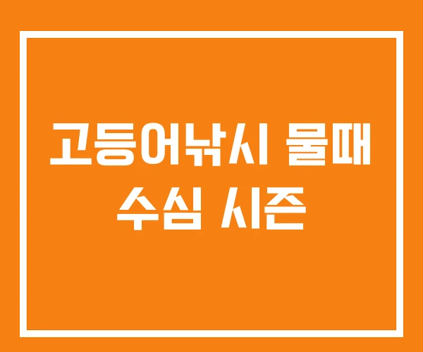 고등어낚시 물때 수심 시즌 고등어낚시 물때 수심 시즌