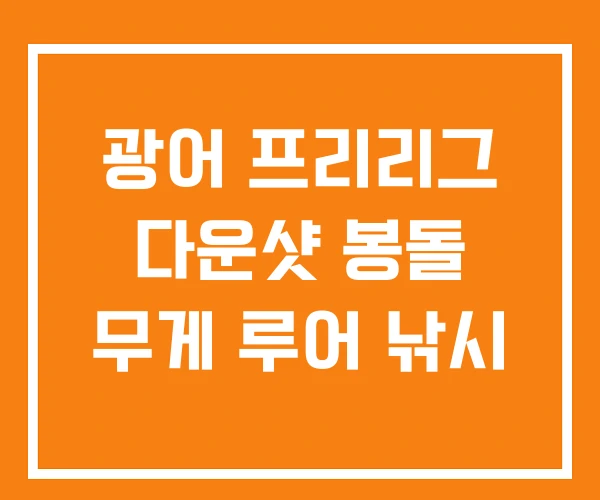 광어 프리리그 다운샷 봉돌 무게 루어 낚시