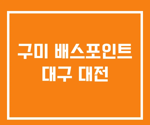 구미 배스포인트 대구 대전