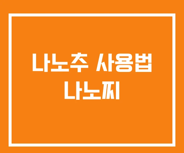 나노추 사용법 나노찌