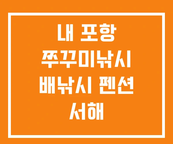 내 포항 쭈꾸미낚시 배낚시 펜션 서해
