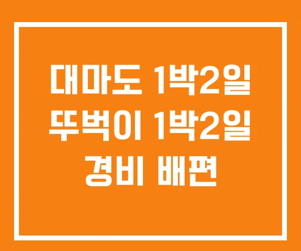 대마도 1박2일 뚜벅이 1박2일 경비 배편