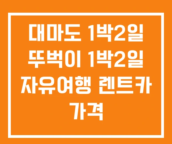 대마도 1박2일 뚜벅이 1박2일 자유여행 렌트카 가격