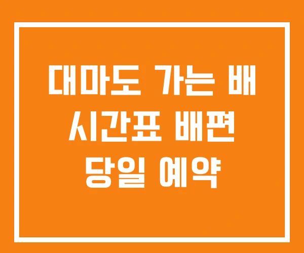 대마도 가는 배 시간표 배편 당일 예약