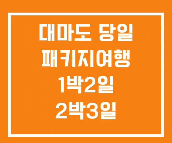 대마도 당일 패키지여행 1박2일 2박3일