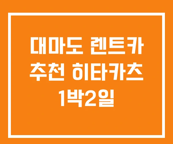대마도 렌트카 추천 히타카츠 1박2일