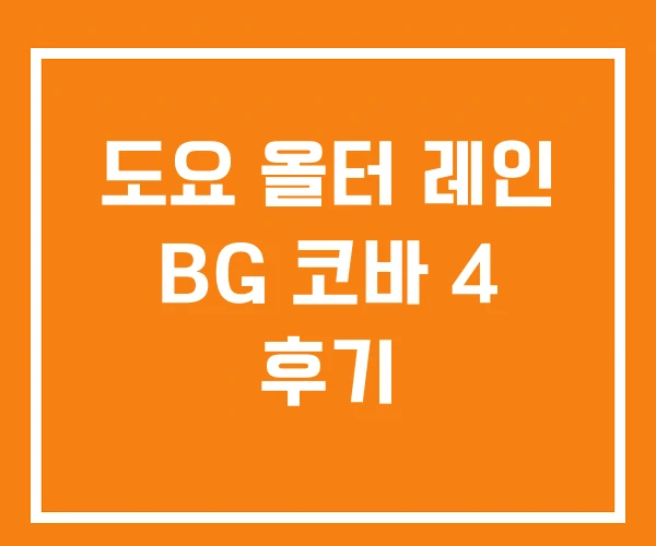 도요 올터 레인 BG 코바 4 후기