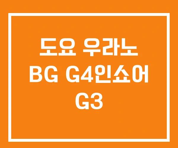 도요 우라노 BG G4인쇼어 G3
