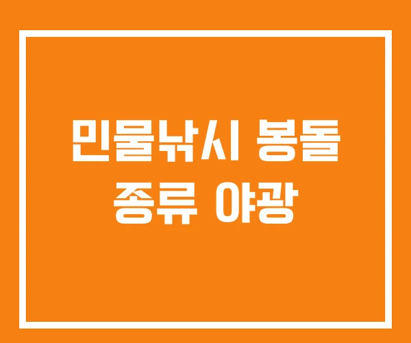 민물낚시 봉돌 종류 야광