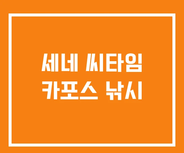 세네 씨타임 카포스 낚시