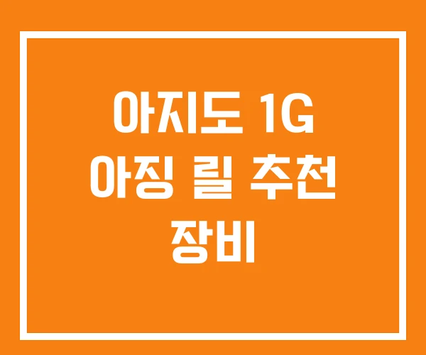 아지도 1G 아징 릴 추천 장비 아지도 1G 아징 릴 추천 장비